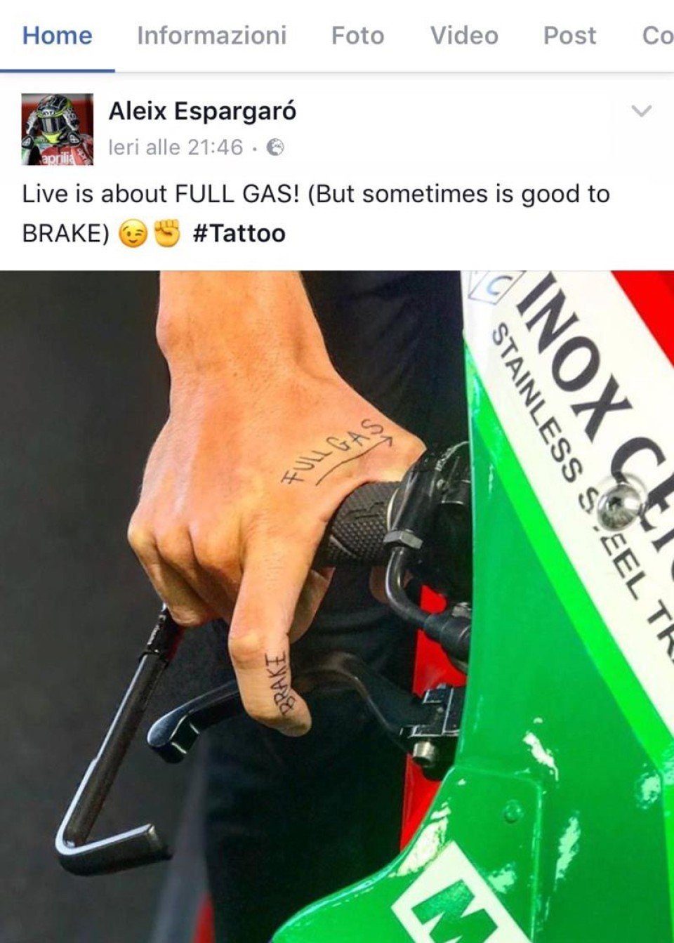 MotoGP, Aleix Espargarò: a tattoo at full gas
