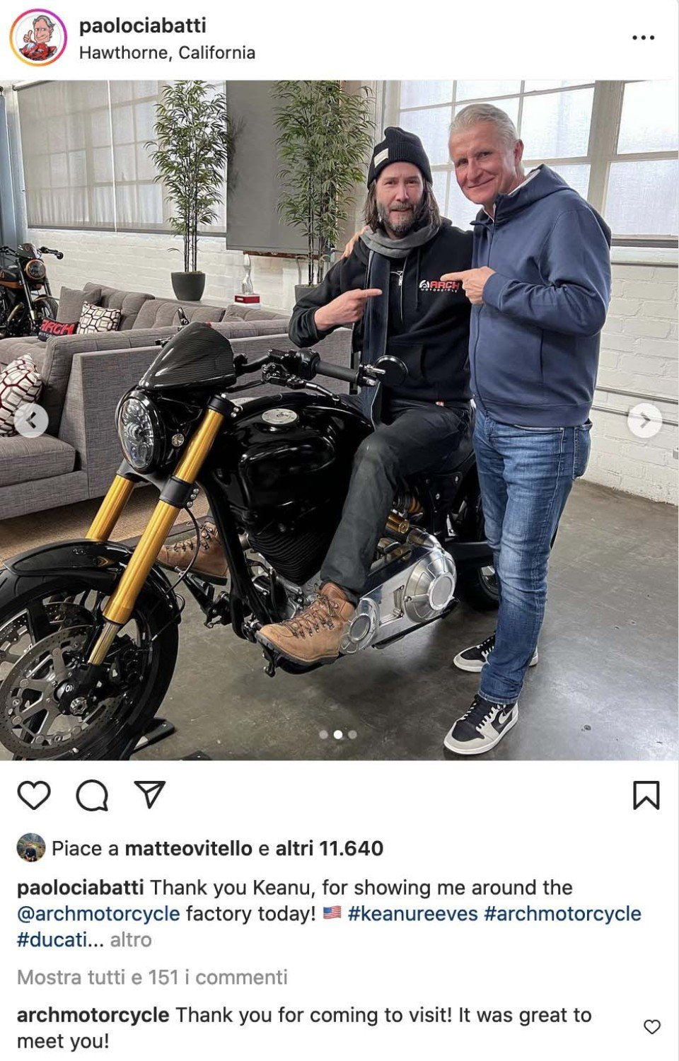 Keanu reeves on motorcycle top
